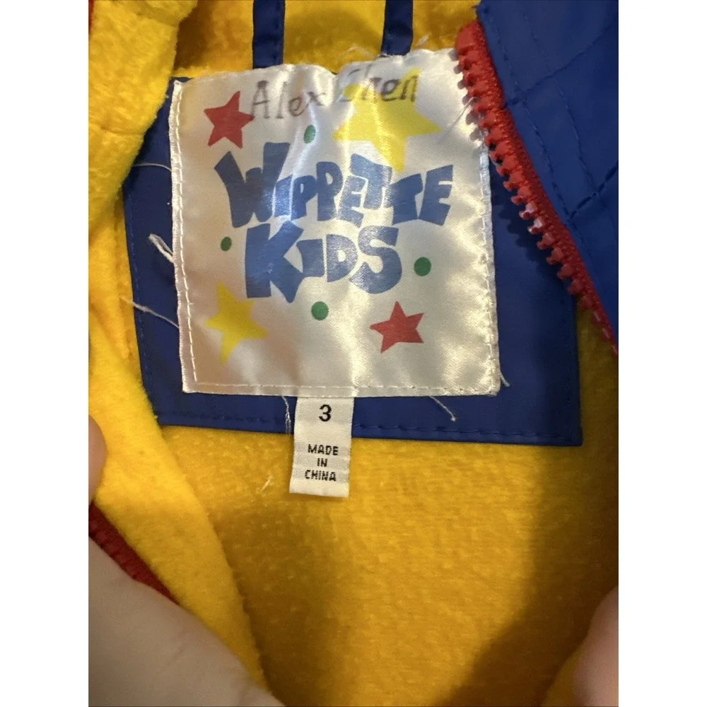 Wippette Kids Hooded Rain Coat Jacket Boys Size 3 Blue Road Work Fleece Lined